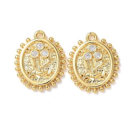 Brass Micro Pave Cubic Zirconia Pendants KK-A295-10G-1