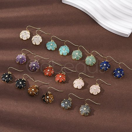 Flower Natural Mixed Stone Dangle Earrings EJEW-G456-01G-1