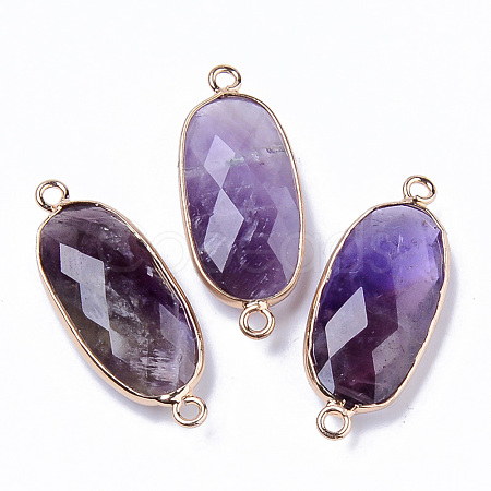 Natural Amethyst Links Connectors G-R472-03J-1