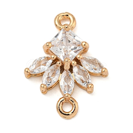 Brass Pave Clear Cubic Zirconia Connector Charms ZIRC-U004-02G-01-1