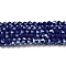 Opaque Solid Color Electroplate Glass Beads Strands, Pearl Luster Plated, Faceted, Bicone, Dark Blue, 4x4mm, Hole: 0.8mm, about 82~85pcs/strand, 30.5~31cm