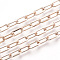 Unwelded Iron Paperclip Chains, Flat Oval, Drawn Elongated Cable Chains, with Spool, Rose Gold, 10x5x1mm, about 82.02 Feet(25m)/roll