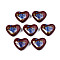 Flower Printed Opaque Acrylic Heart Beads, Coconut Brown, 16x19x8mm, Hole: 2mm