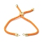 Cotton Cord Bracelet Making, with Brass Findings, Flat Round with Tree of Life, Real 18K Gold Plated, Orange, 8-5/8 inch(22cm), Hole: 2mm