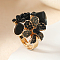 Personality Alloy Rhinestones Ring, Resin Flower Adjustable Fashion Ring, Black