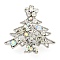 Christmas Tree Theme Zinc Alloy with Rhinestone Brooches, Enamel Pins, Antique Silver, 39x38x6mm