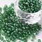 Glass Seed Beads, Trans. Colours Lustered, Round, Green, 4mm, Hole: 1.5mm, about 500pcs/50g, 50g/bag, 18bags/2pounds