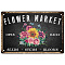 Vintage Metal Iron Tin Sign Poster, Wall Decor for Bars, Restaurants, Cafes Pubs, Vertical Rectangle, Flower Pattern, 300x200x2.2mm, Hole: 5x5mm