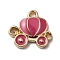 Alloy Enamel Pendants, Pumpkin Carriage, Medium Violet Red, 11.5x13x2mm, Hole: 1.4mm