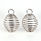 Non-Tarnish 304 Stainless Steel Wire Pendant, Spiral Bead Cage Pendants, Stainless Steel Color, 29x20.5x20.5mm, Hole: 6mm