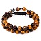 Natural Tiger Eye Braided Bead Bracelet, Double Layer Gemstone Adjustable Bracelet for Women, Inner Diameter: 2-1/8~3 inch(5.3~7.5cm) 