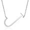 Non-Tarnish 201 Stainless Steel Initial Pendants Necklaces, with Cable Chains, Letter, Letter.J, 17.3~18.3 inch(44~46.5cm)x1.5mm, LetterJ: 37x20x1mm