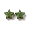 Spray Painted Alloy Beads, Star, Dark Green, 7x7.5x3.2mm, Hole: 1.2mm