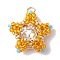 TOHO Seed Beads Pendants, Beaded Star Pendants, Orange, 18x19.5x6.5mm, Hole: 2.5mm