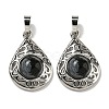 Natural Black Silk Stone Pendants G-Q158-05P-11-1