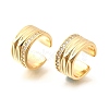 Brass Micro Pave Clear Cubic Zirconia Cuff Earrings EJEW-F370-18G-3