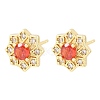 Brass Micro Pave Cubic Zirconia Stud Earrings for Women KK-A305-03G-05-5