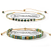 2Pcs 2 Styles Natural Fuchsite & Glass & Iron Braided Bead Bracelet Sets VQ5564-6