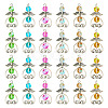 24Pcs 6 Colors Synthetic Moonstone Dyed Pendants with Antique Silver Plated Alloy Wing FIND-TA0003-86-1