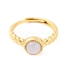 Round Natural Blue Lace Agate Adjustable Rings RJEW-Q817-03G-03-2