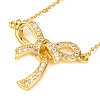 Brass Micro Pave Clear Cubic Zirconia Bowknot Pendant Necklaces NJEW-F326-04G-1