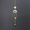Natural Obsidian Star Sun Catcher Hanging Ornaments with Brass Sun HJEW-PW0002-13D-1