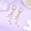 Brass & Natural Pearl Hoop Dangle Earrings EJEW-JE07390-1