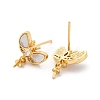 Brass Micro Pave Cubic Zirconia Shell Stud Earrings Findings KK-D363-01C-G-2