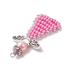 Glass Seed Beads Pendants PALLOY-MZ00381-01-4
