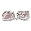 Natural Rose Quartz Heart Pendant Rhinestone Settings G-K339-01P-04-3