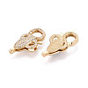 Brass Pave Clear Cubic Zirconia Lobster Claw Clasps KK-T075-73G-2