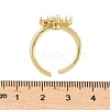 Flower Brass Micro Pave Cubic Zirconia Cuff Rings for Women RJEW-A069-01A-G-5