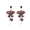 Bohemian Style Alloy & Leopard Print Cloth Stud Earrings FS-WG62249-04-1
