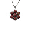 Natural Sesame Jasper Flower Pendant Necklaces FO7861-15-1