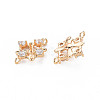 Brass Micro Pave Clear Cubic Zirconia Connector Charms KK-S364-005-2