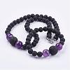 Natural Amethyst Beaded Necklaces & Stretch Bracelets Jewelry Sets SJEW-JS00918-05-1