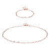 1 Set Brass Heart Link Chain Bracelets & Necklace SJEW-TA0001-04-1