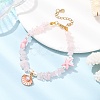 Natural Rose Quartz Chips & Starfish Synthetic Turquoise & Shell Pearl Beads Bracelets BJEW-JB12413-02-1