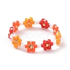 Glass Beaded Flower Wrap Stretch Finger Ring for Women RJEW-MZ00002-4