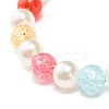 Candy Color Round Beaded Stretch Bracelet with Enamel Charm for Kid BJEW-JB07637-8