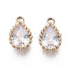 Brass Clear Cubic Zirconia Charms X-KK-S359-129-B01-RS-1