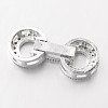 Flat Round Brass Micro Pave Cubic Zirconia Fold Over Clasps ZIRC-I014-64-FF-4