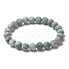 Natural Green Spot Jasper Bead Stretch Bracelets X-BJEW-K212-B-017-4