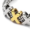Ion Plating(IP) 304 Stainless Steel Cross Link Chains Bracelets for Men & Women BJEW-D031-25GP-2