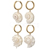 Natural Sea Shell Dangle Hoop Earrings EJEW-JE07355-2