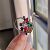 Flower Basket Antique Golden Alloy Rhinestone Brooches PW-WG6DF7D-01-3
