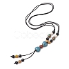 Retro Glass & Porcelain & Alloy Adjustable Nylon Cord Y Necklaces for Women NJEW-JN05360-02-4