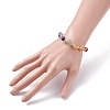 Mixed Stone & Natural Pearl Beads Wire Wrapped Cuff Bangle BJEW-JB07507-3