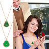 2Pcs 2 Styles Imitation Chalcedony Buddha Pendant Stainless Steel Chain Necklaces NJEW-UN0001-90-5