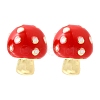 Brass Enamel Stud Earrings EJEW-F372-01B-G-2